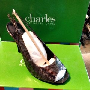 Charles David Topic pewter snake high heel sz 7.5